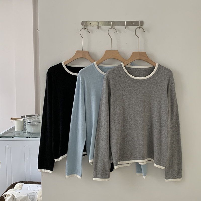 Blouses - 100% Cotton Women O-neck Color Blocking