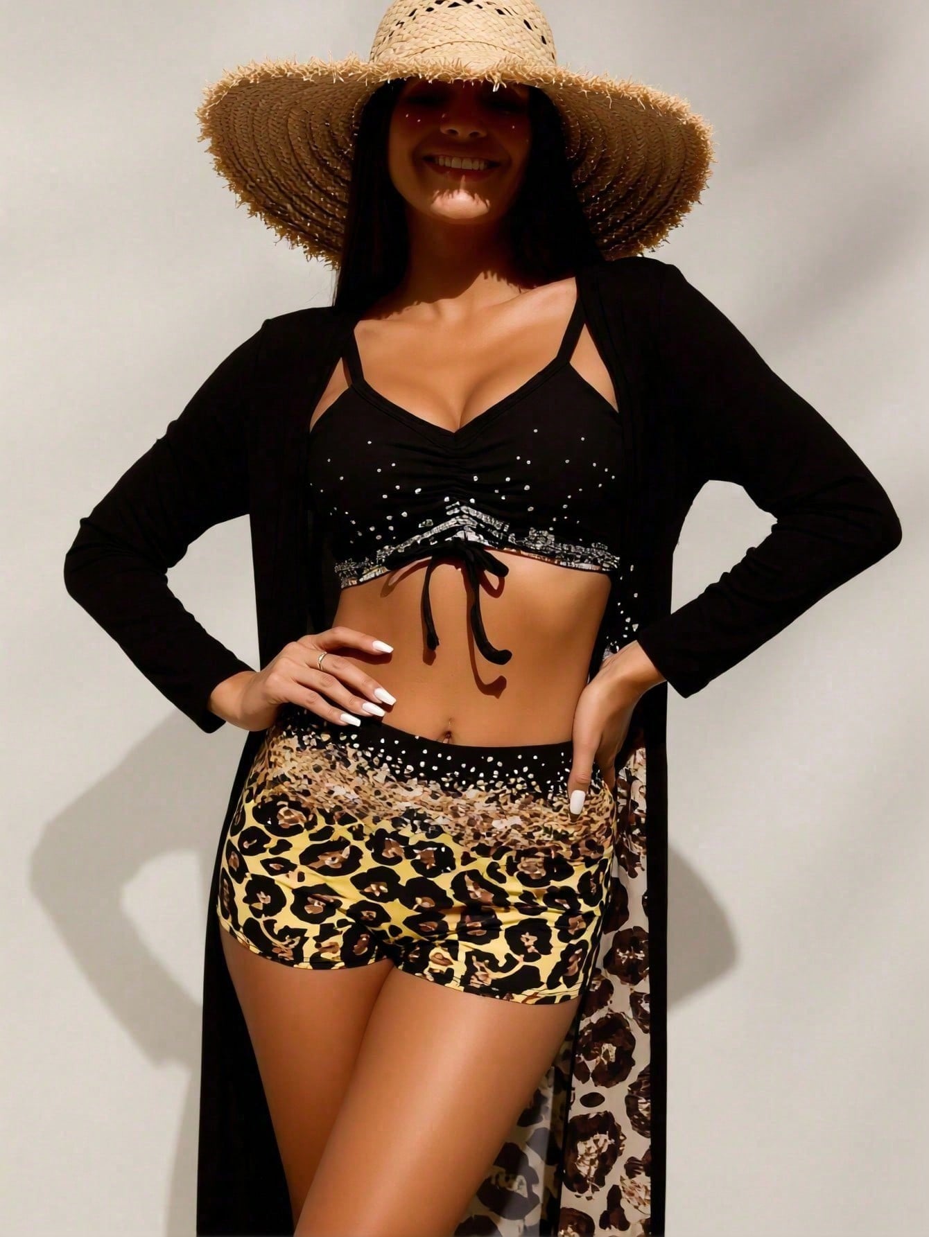 Women's Black Rhinestone Bikin - đánh giá và giá Tops