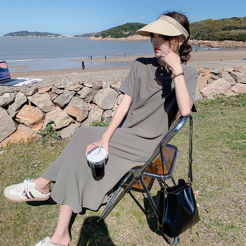 Lazy Style Hollow Out Solid Si - đánh giá và giá Korean Style A Line Shirt Dress