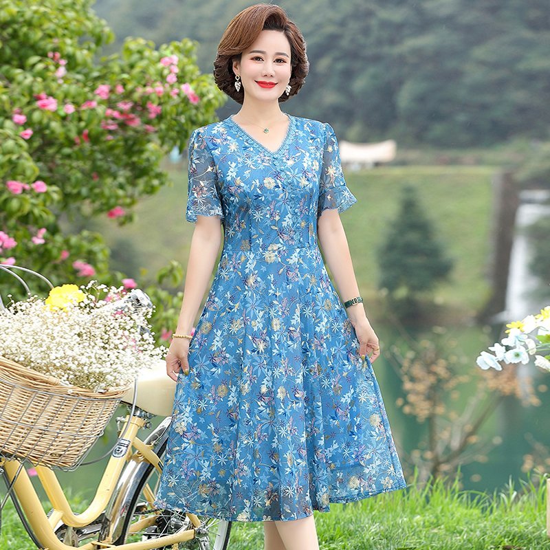 Women Summer Casual Dress Ladi - đánh giá và giá French Vintage Floral Midi Dress