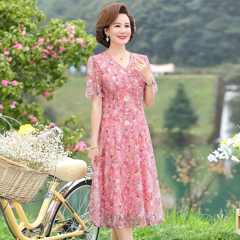 Women Summer Casual Dress Ladi - đánh giá và giá French Vintage Floral Midi Dress