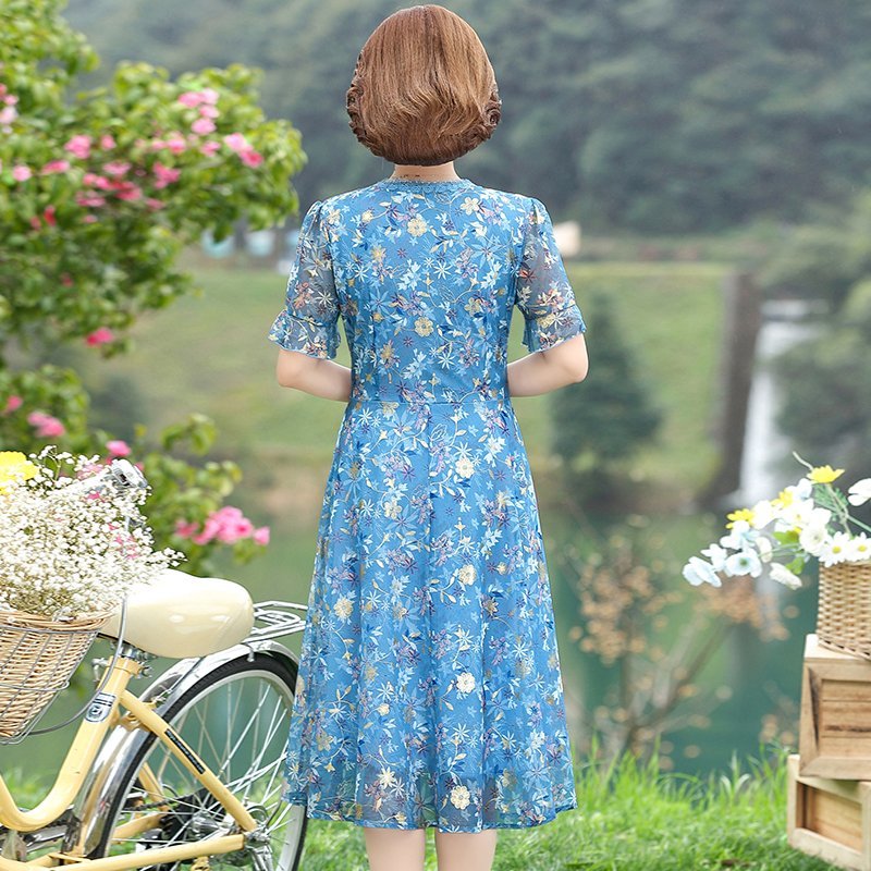 Women Summer Casual Dress Ladi - đánh giá và giá French Vintage Floral Midi Dress