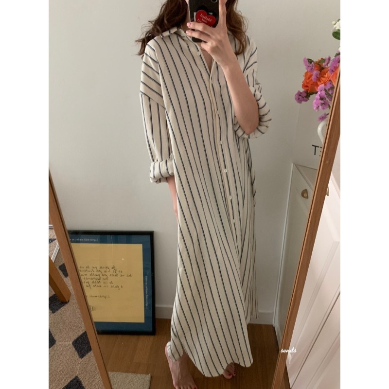 Korean Minimalist Loose Collar - đánh giá và giá Korean Style A Line Shirt Dress