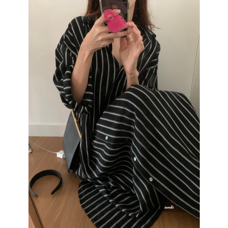Korean Minimalist Loose Collar - đánh giá và giá Korean Style A Line Shirt Dress