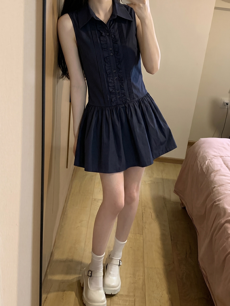 Slimming Effect Korean College - đánh giá và giá Korean Style A Line Shirt Dress