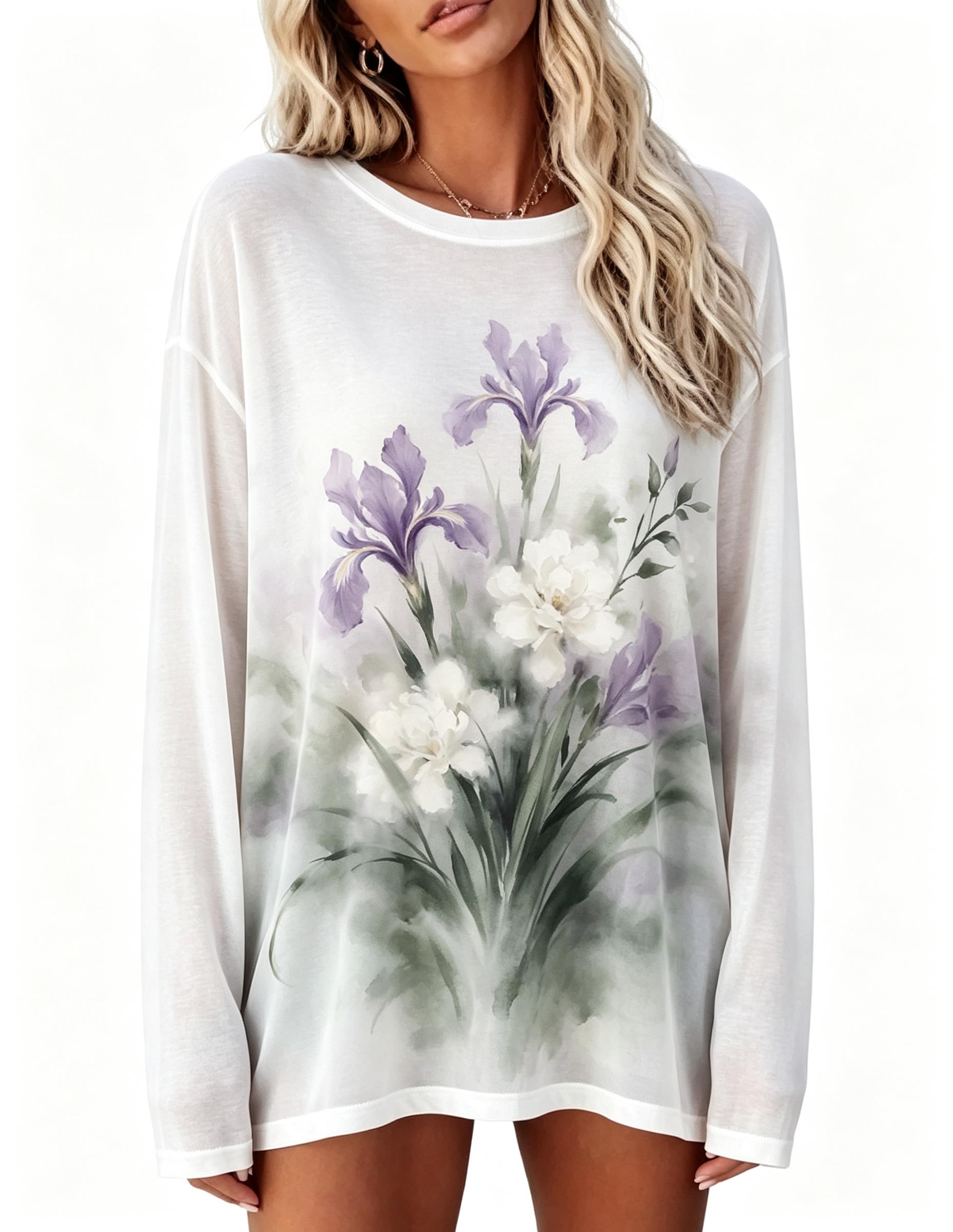 Women Long Sleeve T‑Shirt Vint - đánh giá và giá Blouses