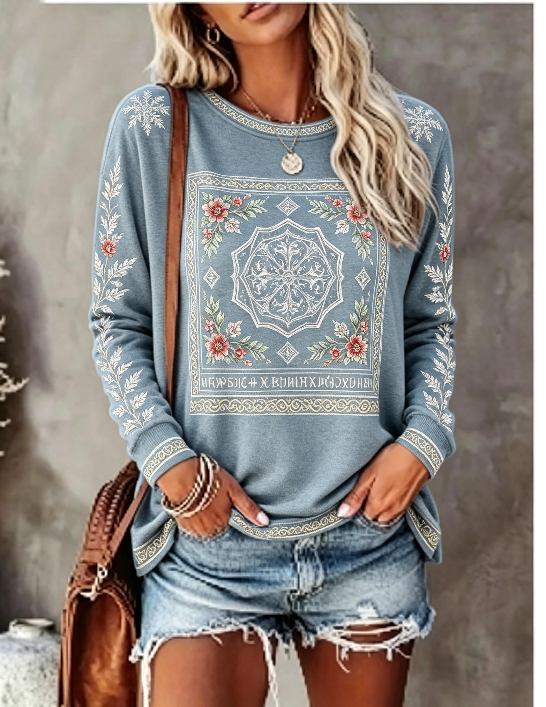 Women Crew Neck Long Sleeve T‑ - đánh giá và giá Blouses