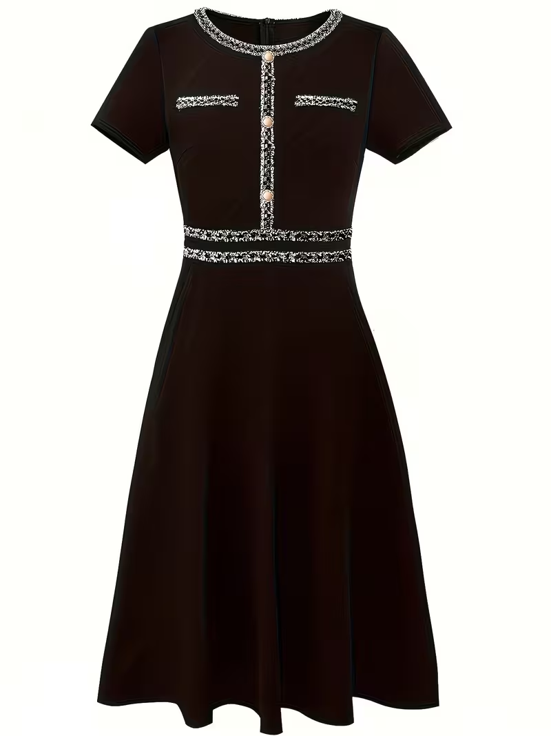 Women Elegant Summer Crew Neck - đánh giá và giá French Vintage Floral Midi Dress