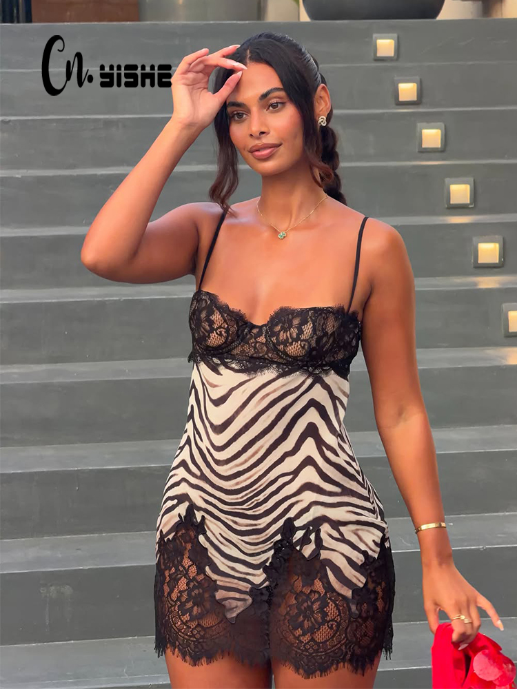 CNYISHE Camisoles Zebra Prints - đánh giá và giá Sexy Mesh Sheer Bodycon Dress