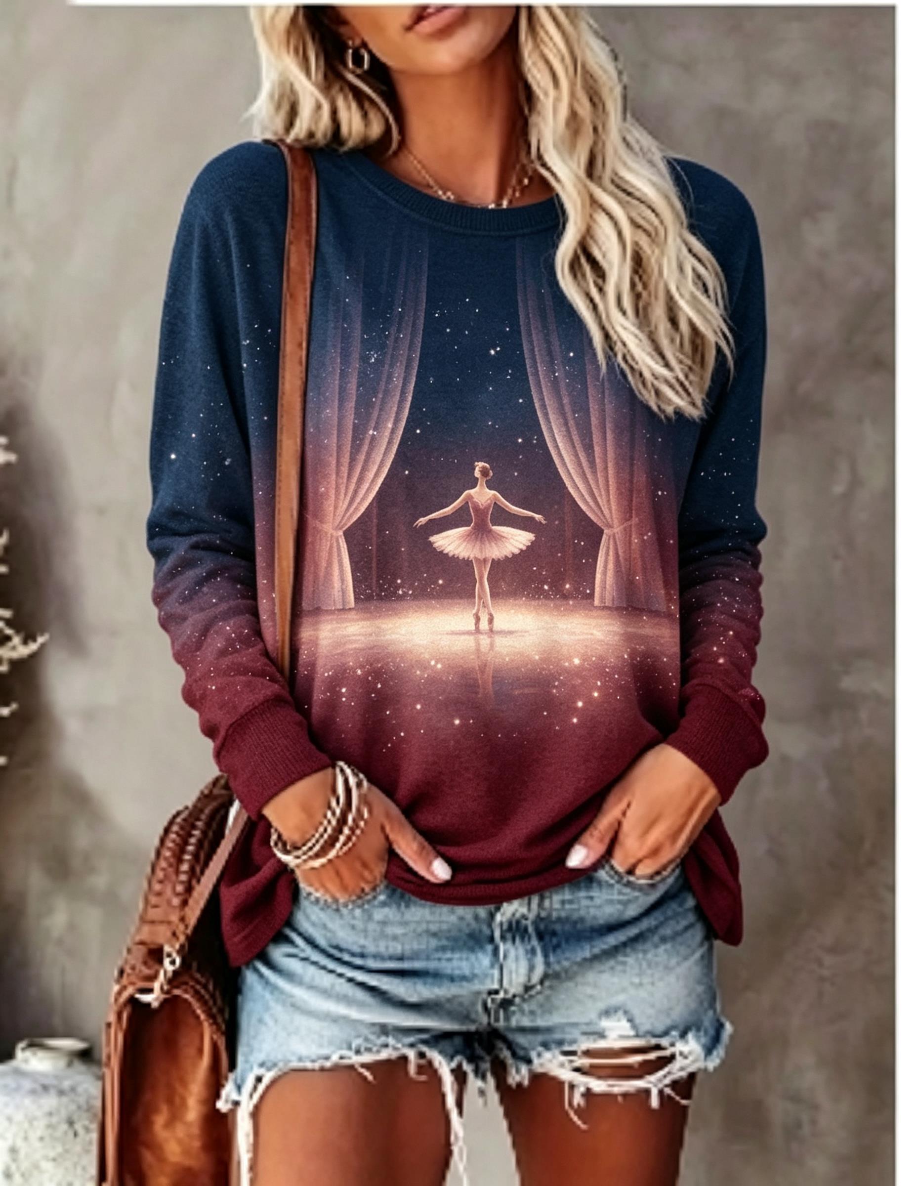 Women Long Sleeve T‑Shirt Ball - đánh giá và giá Blouses
