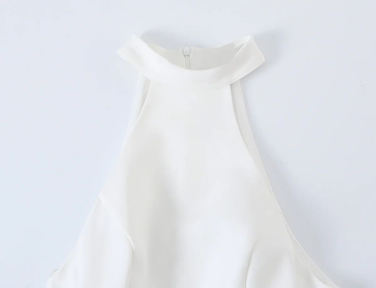 Women White High Neck Halter M - đánh giá và giá Y2K Backless Halter Mini Dress