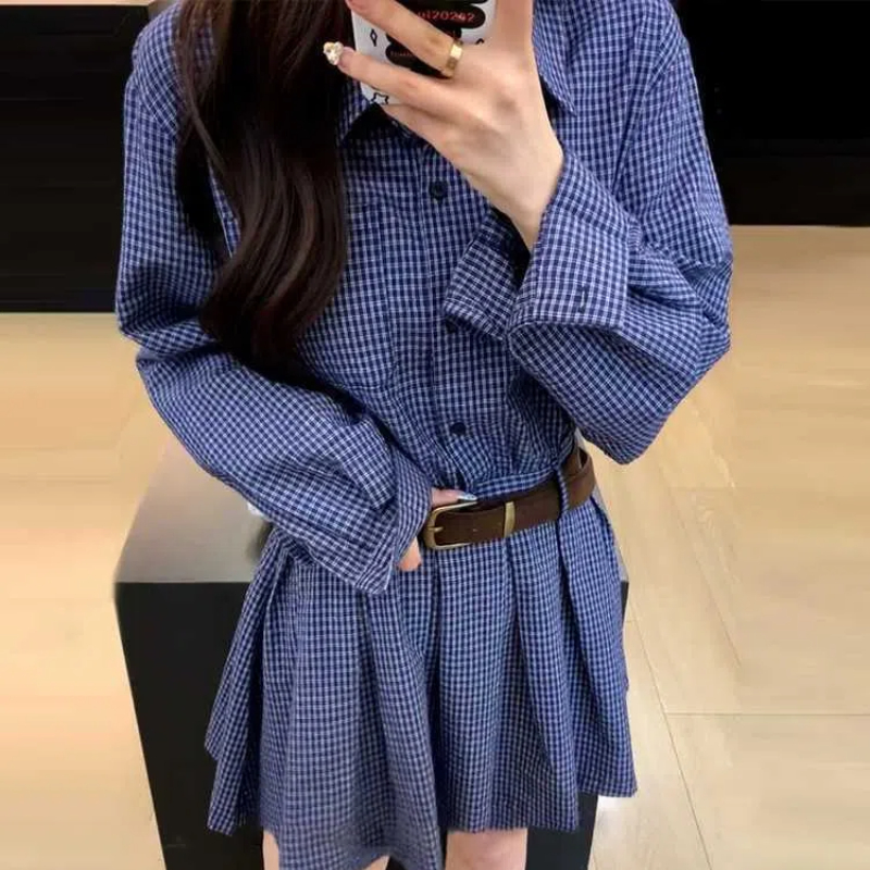 Korean College Style Design, R - đánh giá và giá Korean Style A Line Shirt Dress