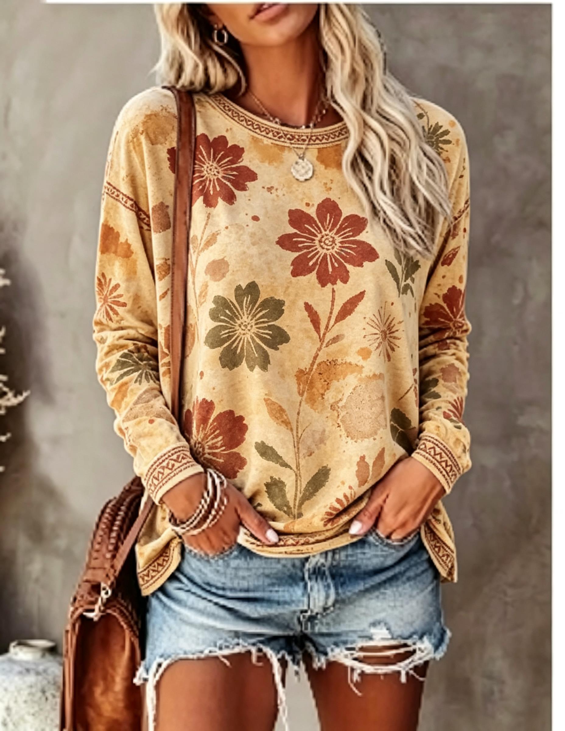 Women Crew Neck Long Sleeve T‑ - đánh giá và giá Blouses