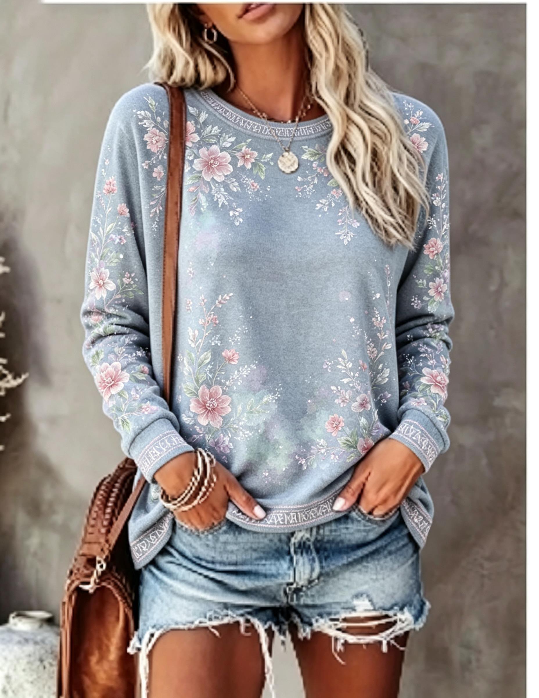 Women Crew Neck Long Sleeve T‑ - đánh giá và giá Blouses