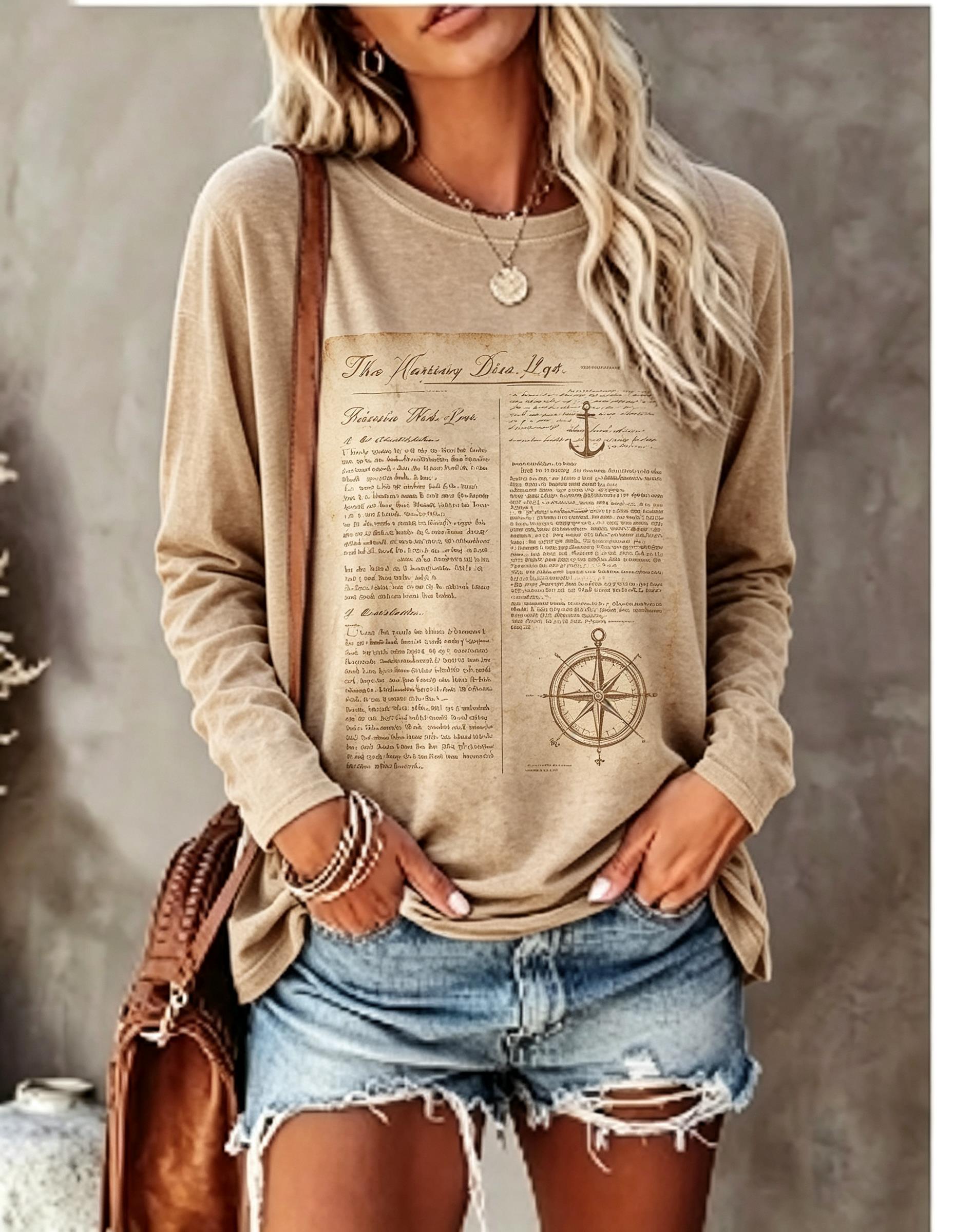 Women Long Sleeve T Shirt Vint - đánh giá và giá Blouses